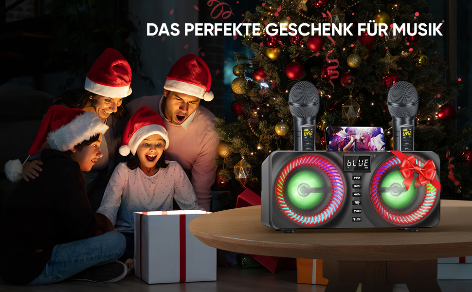 Портативна караоке-система з 2 бездротовими мікрофонами та 30W потужністю, NT001-RED-US