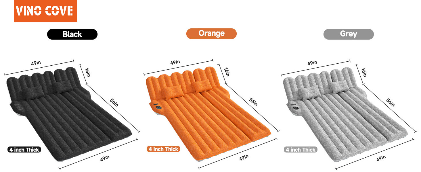 Automatic Air Mattress for SUV - Flocked Surface Inflatable Bed with 2 Pillows - Car Bed for Trunk, Travel, Camping & Home (Light Grey, 183x124x10 cm)