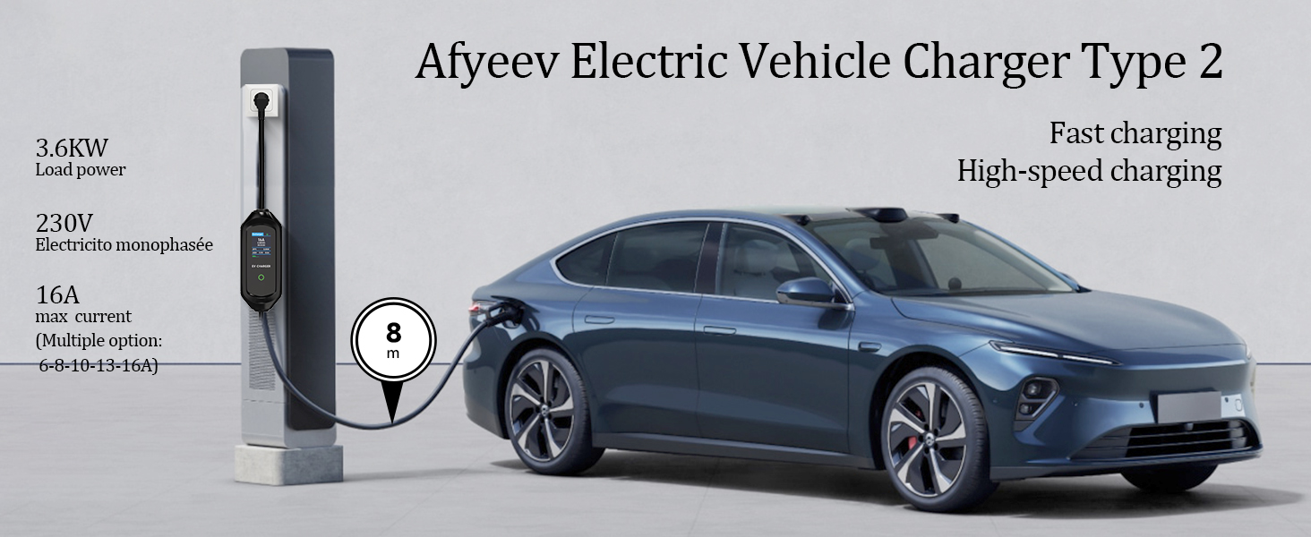 Кабель зарядного пристрою для електромобіля 8м, 3.6 кВт, Schuko, регульований струм 6/8/10/13/16A, з сумкою, IEC 62196-2