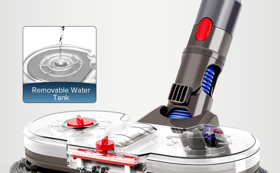 Насадка для миття підлоги сумісна з Dyson V7/V8/V10/V11/V15, знімний бак для води та 6 змінних мікрофібрових серветок для твердих підлог