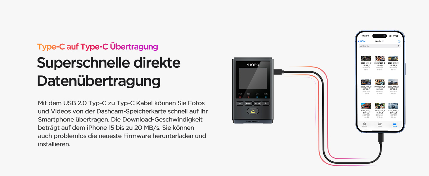 VIOFO A119 Mini 2: Автомобільний відеореєстратор з GPS, 2.7K, Wi-Fi, HDR, нічне бачення STARVIS, голосове керування, 24h паркувальний режим