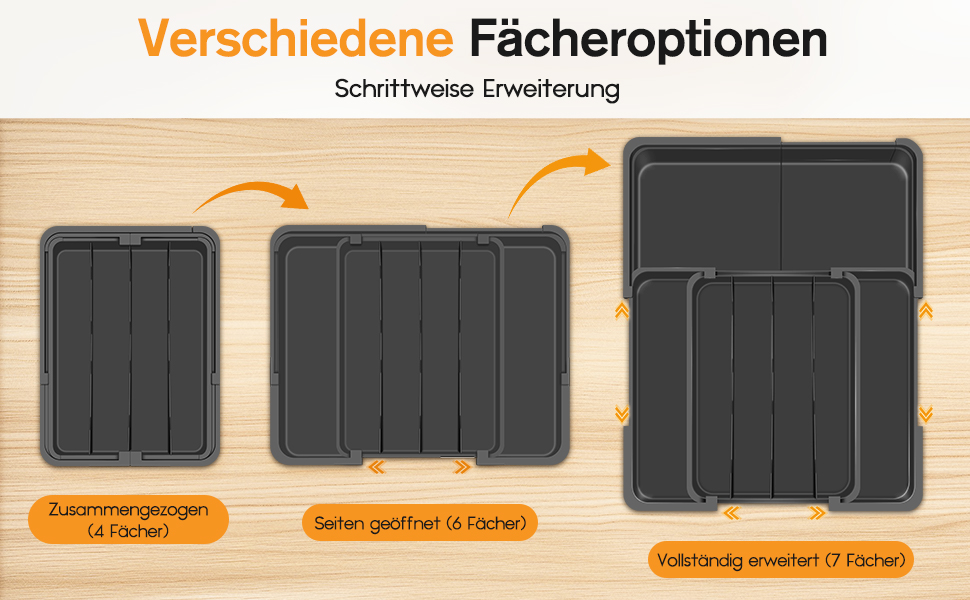 Органайзер для столових приборів розширюваний, для шухляд, 4-7 секцій - ідеальне зберігання в кухні