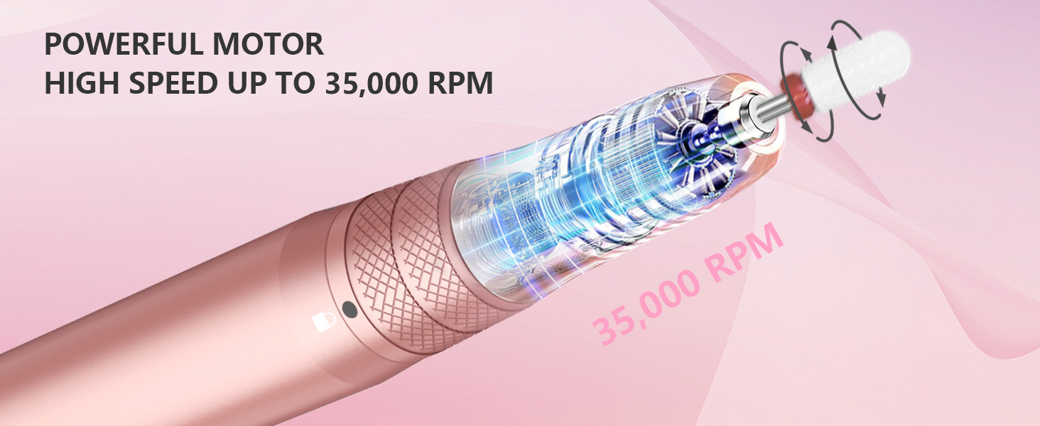 Електрична машинка для манікюру та педикюру Kredioo бездротова, 35000 об/хв, набір з 6 фрезерними насадками для видалення кутикули, шкарлазу, акрилу та гелю. Підходить для початківців та професіоналів.