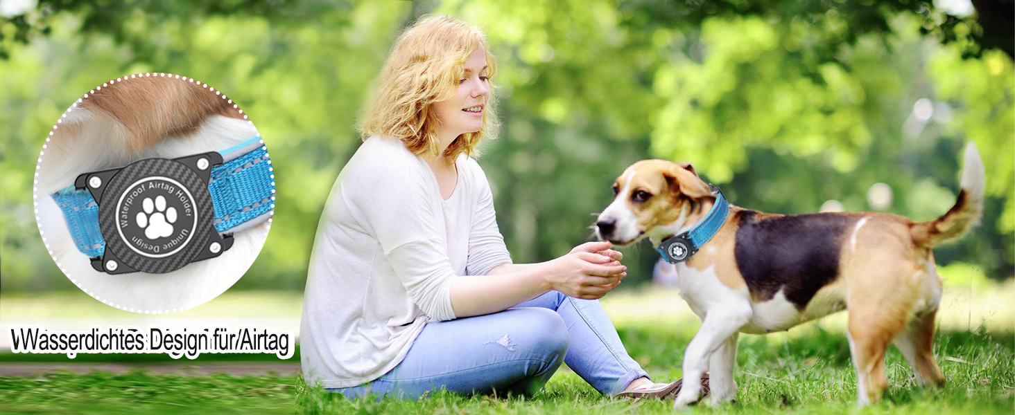 Світловідбиваючий нашийник для Apple AirTag для собак, регульований, водонепроникний, для малих, середніх та великих собак, L (32-43.5 см), фіолетовий