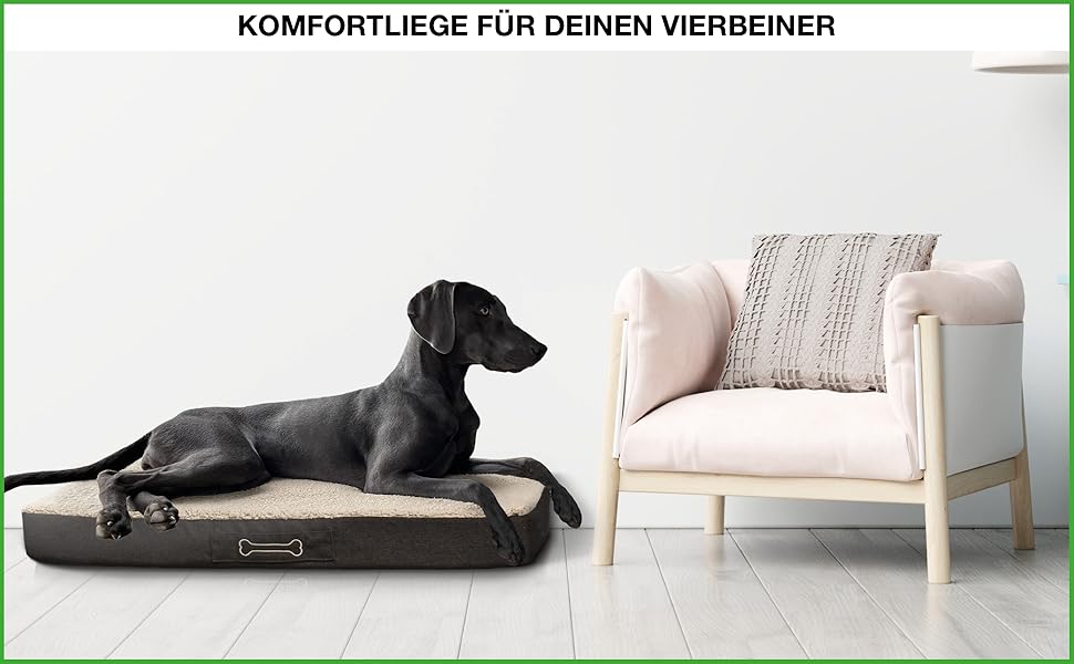 Ортопедичне ліжко для собак Diluma Benji - м'яке килимок для домашніх тварин - лежанка для собак знімний чохол - диванчик для собак Бежевий - 100 x 65 x 10 см - L