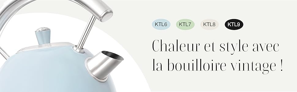 Електричний чайник SWEISS KTL6, Vintage, 1.5 л, нержавіюча сталь, блакитний, 2200 Вт