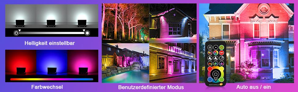 RGB LED прожектор для вулиці 40Вт з пультом, 120 кольорів, 5 режимів, IP66, 4000Лм, холодне біле світло, для саду, двору, гаража, комплект 2 шт.