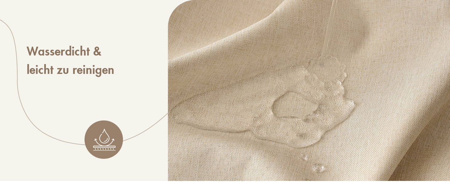 Шторка для душу MIULEE з льону, 120x200 см, світло-бежева, важка, поліестер, водонепроникна, з антигрибковим покриттям, для ванної кімнати, з 8 кільцями