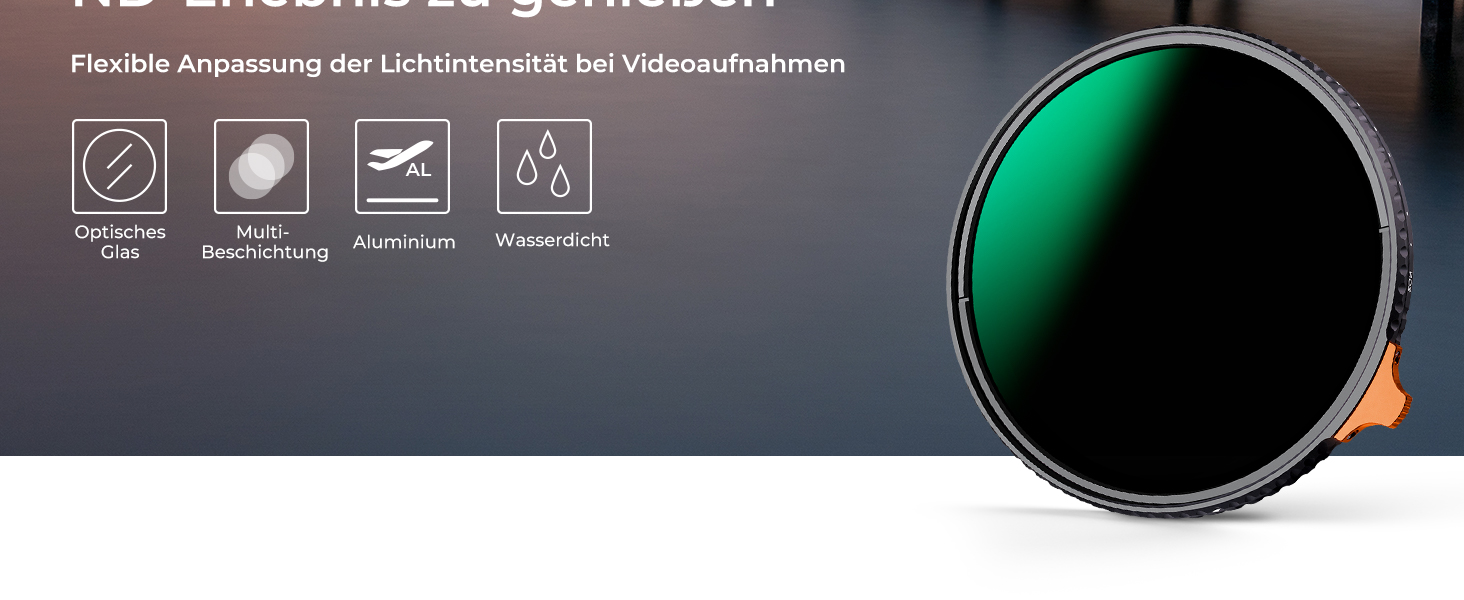 Фільтр ND K&F Concept Nano X-Serie Variabel 49mm, ND3-ND1000 (1.5-10 ступенів)