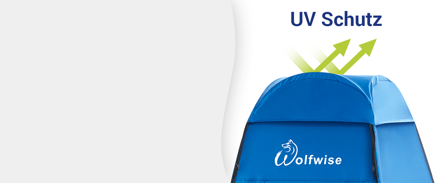 WolfWise Pop-Up Shower Tent with UV Protection - Portable Toilet & Changing Tent for Camping & Outdoor Use - Blue L