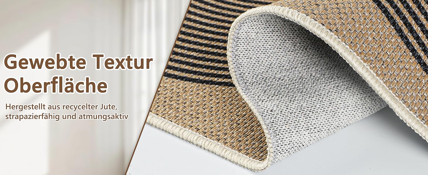 Килимок для дому та вулиці 50x80 см, джутовий, антиковзаючий, чорний