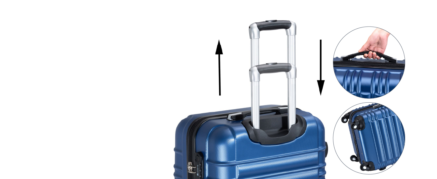 Набір валіз Juskys Hartschale 4 шт. з кодовим замком, тихими колесами 360°, телескопічним ручками, легкий, блакитний колір