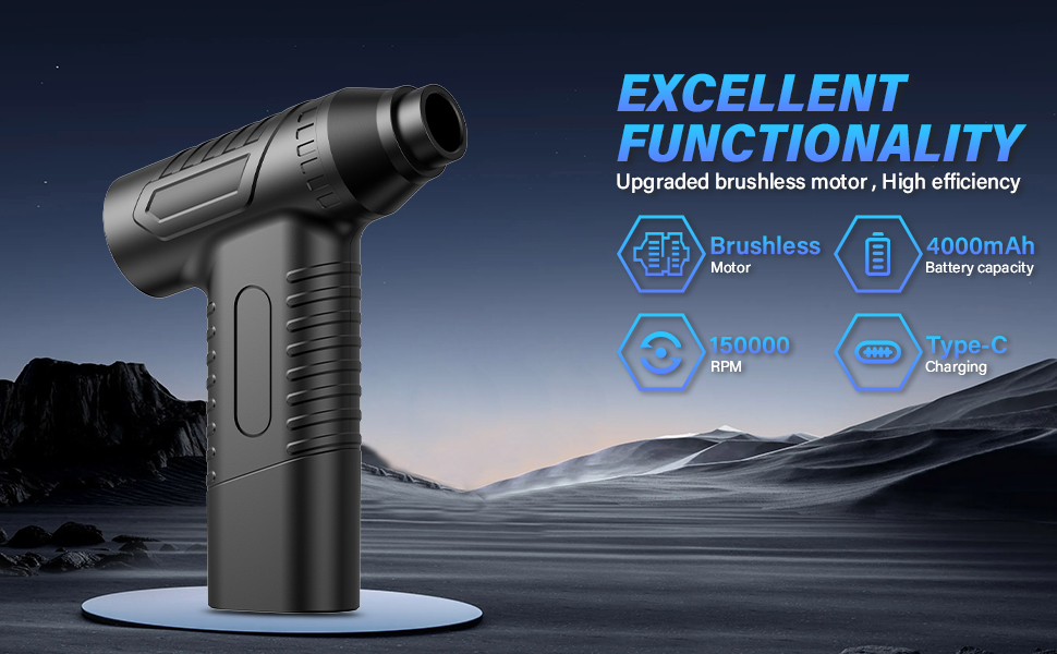 Електричний пилодув AK-01 з акумулятором 4000mAh: для чищення ноутбука, клавіатури, авто та офісної техніки
