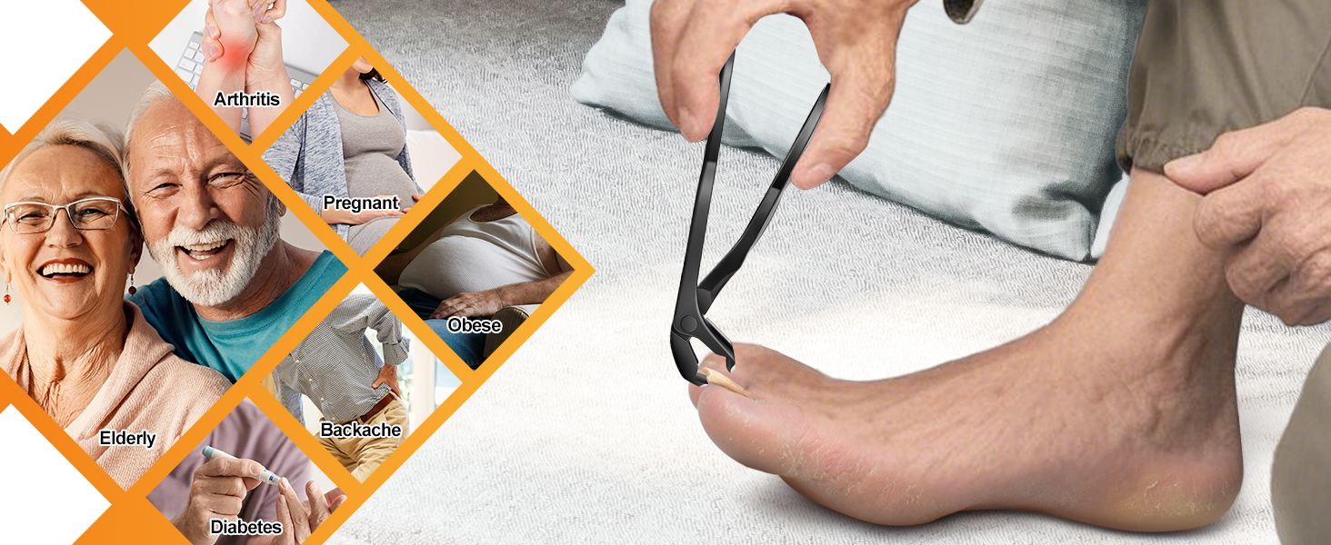 Інструмент для стрижки нігтів для літніх людей та чоловіків з товстими нігтями, 16 мм/37 мм, важкий, з кутовими лезами 45 градусів, для врослого нігтя (Помаранчевий)