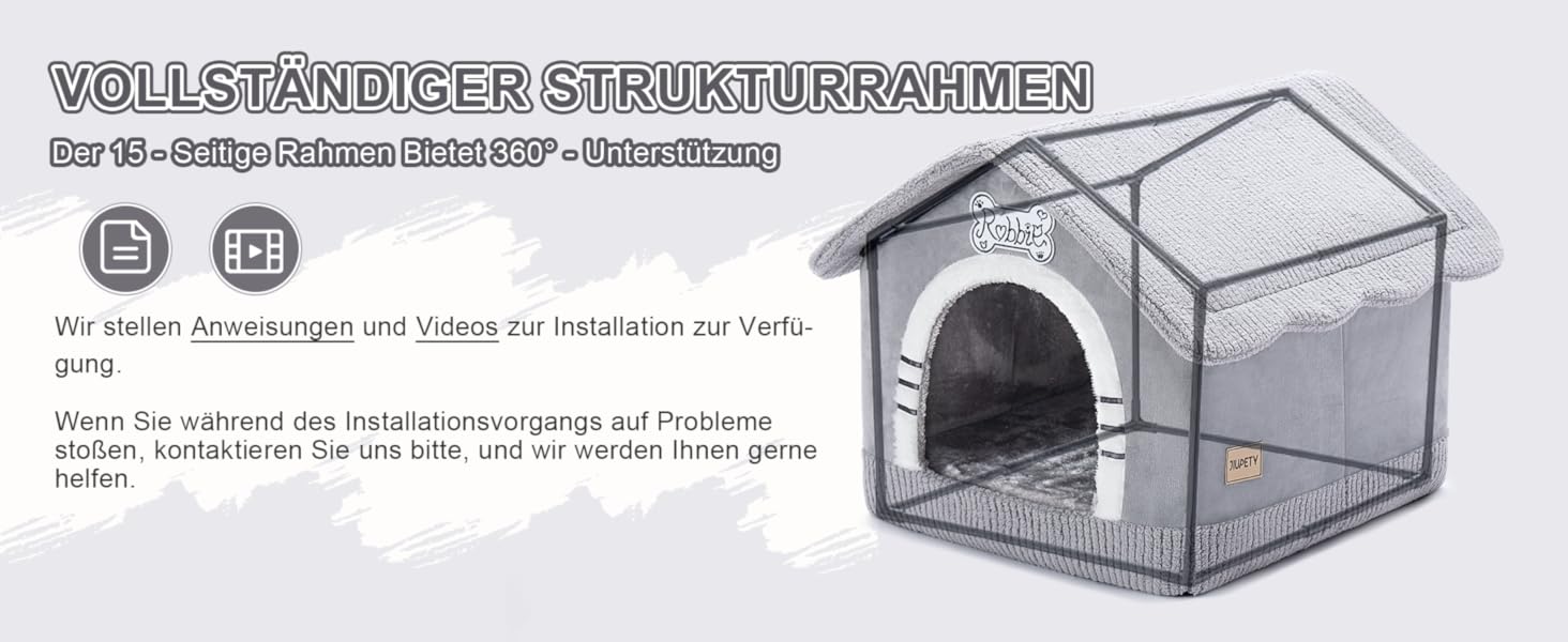 Будка для собак Jiupety, XL, 51x46x46 см, сіра - затишна лежанка для собак вагою 7-14 кг