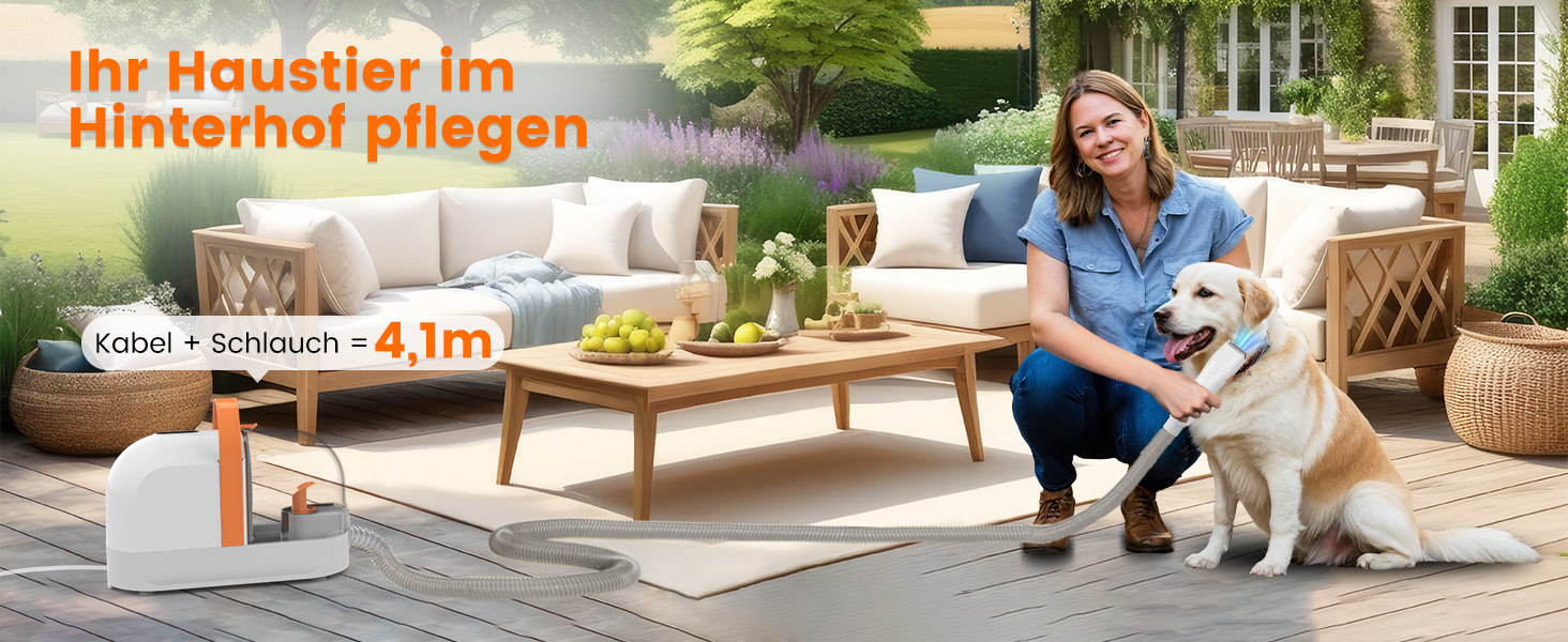 Машинка для стрижки собак AIRROBO PG10 з пилососом 12000 Pa, щітка для собак, видалення шерсті для собак і котів, тиха машинка для стрижки собак з інструментами для грумінгу, контейнер для пилу 1.4L (білий)