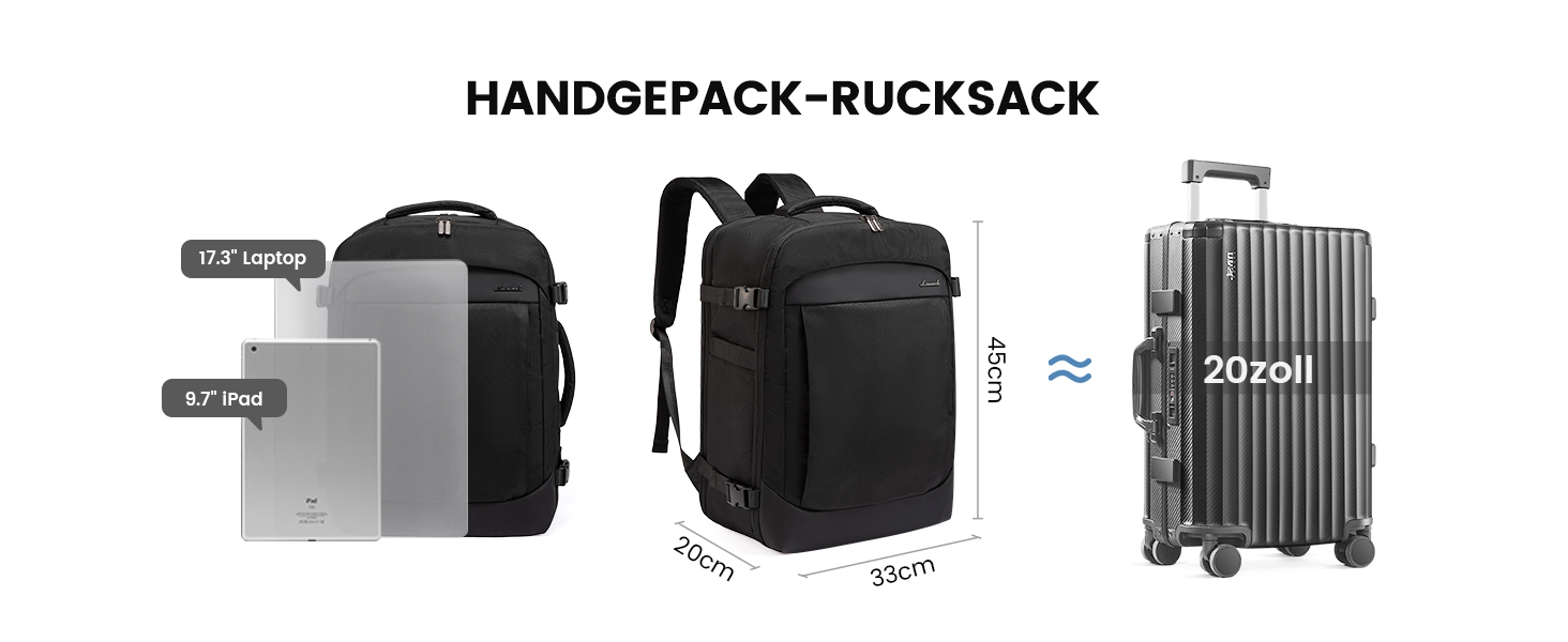 Рюкзак для подорожей LOVEVOOK, 17.3 дюйми, для ноутбука, чоловічий/жіночий, чорний