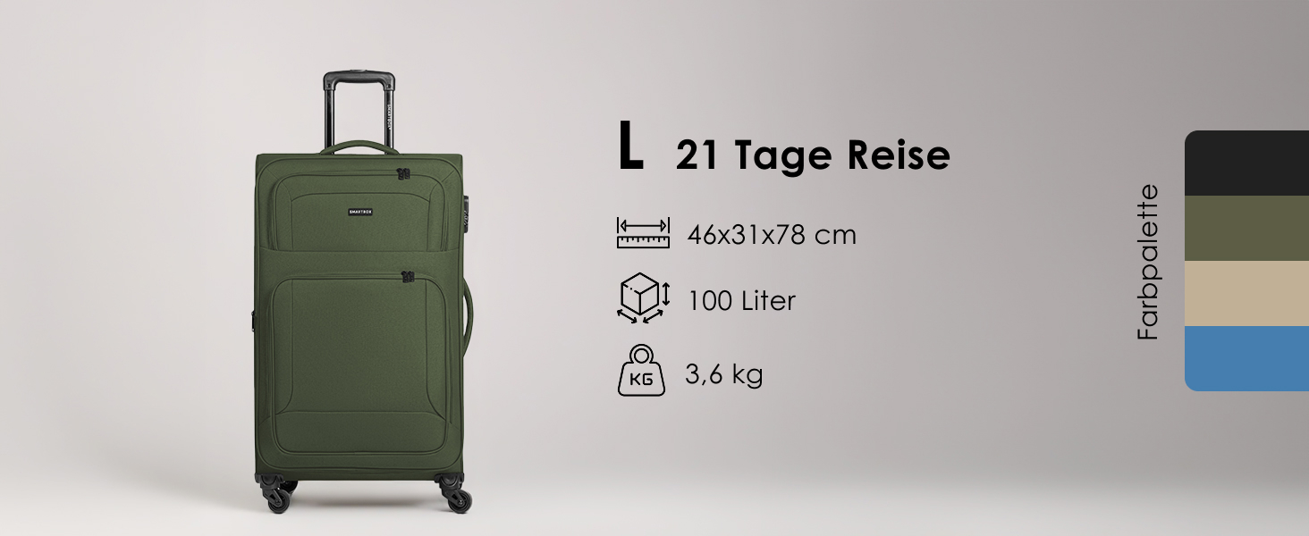 Набір валіз SMARTBOX 3 шт. для жінок та чоловіків | Легкі та міцні валізи-ролери, високоякісний softcase, 4 колеса та кодовий замок | Розширювані з деhnfalten (Edition 04) Чорний