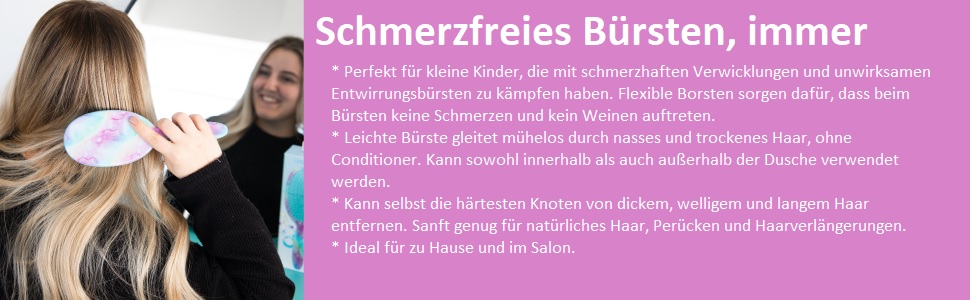 FRAMAR Батик: щітка для волосся без скрипу - для довгих волосся, дамська, для мокрого волосся, розчісуюча, для кучерявого волосся, анти-заплутування, преміум-якість