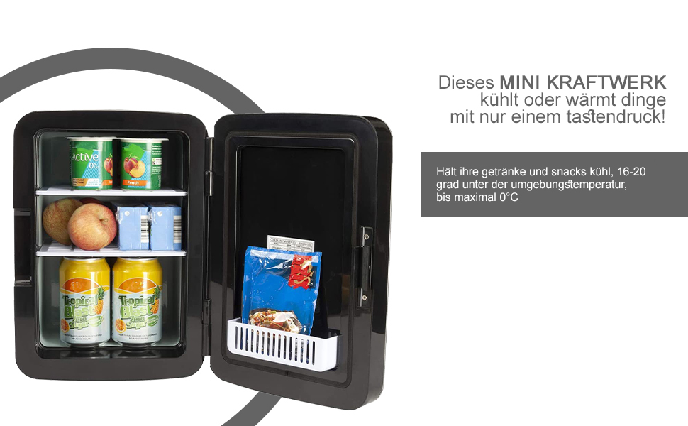 SENSIOHOME Міні-холодильник 10L 2-в-1: охолодження та нагрівання, 12/230V, для авто, спальні, офісу, кемпінгу, косметики, чорний