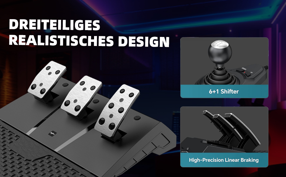 PXN V9 Gen2 Руль для ПК з педалями та перемикачем передач, 270/900° оберт, Магнітний енкодер, Датчик Hall Effect, сумісний з PC, PS4, Xbox One, Xbox Series X|S