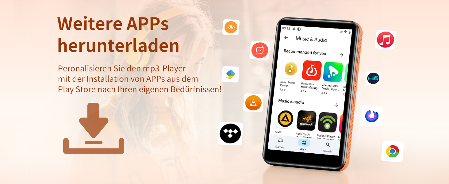 MP3 плеєр Bluetooth WiFi Android 13, 4