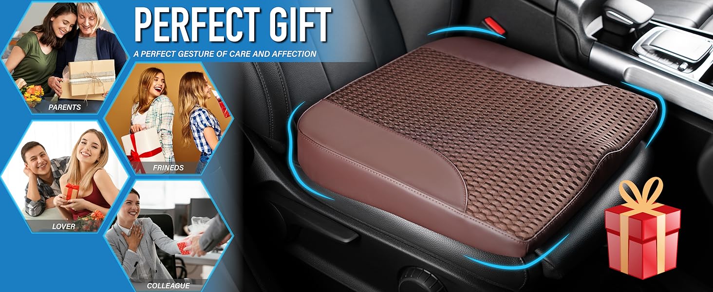 Подушка для автосидіння з Memory Foam для полегшення болю в куприку та попереку. Підходить для авто, вантажівки, офісу, інвалідного візка. Шкіра та сітка 4D (Колір: Коричневий)