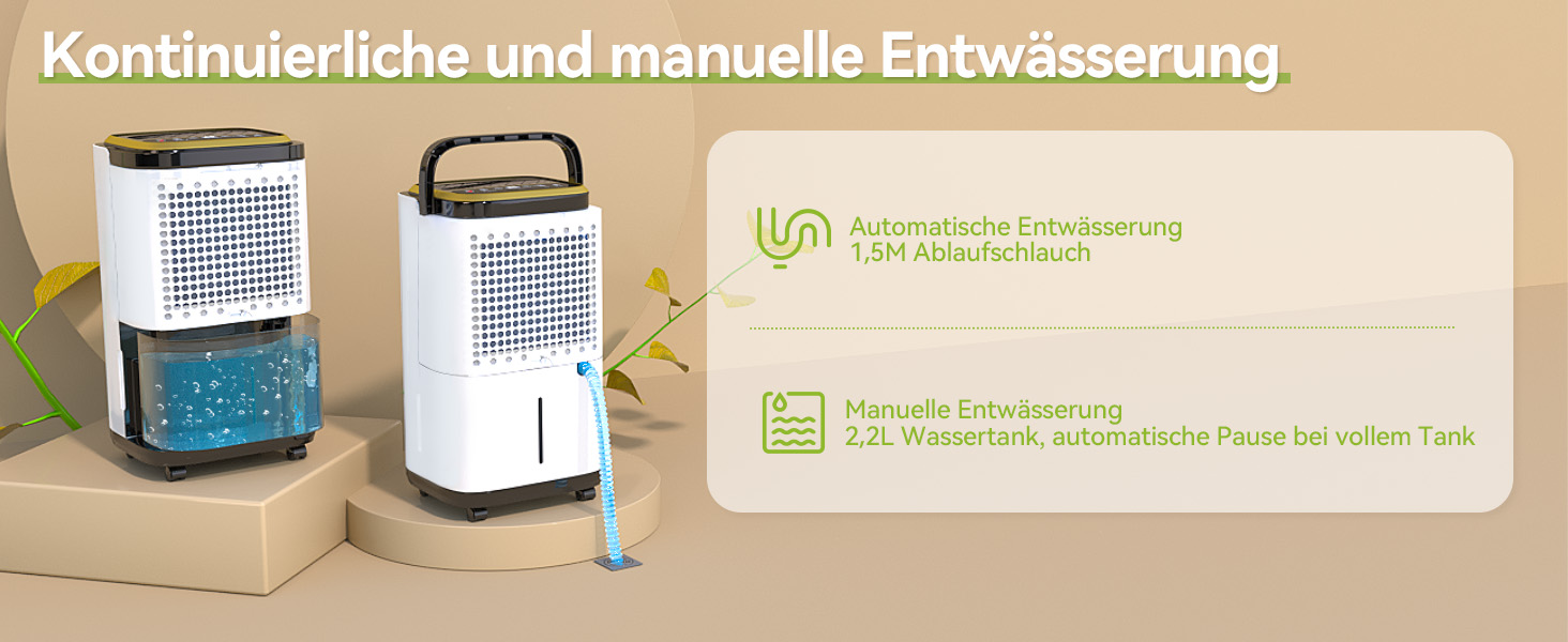 Електричний осушувач повітря JUMMICO 12л/день з датчиком вологості, 2.2л бак, LED-дисплей, шланг 1.5м, фільтр для дому, ванної кімнати