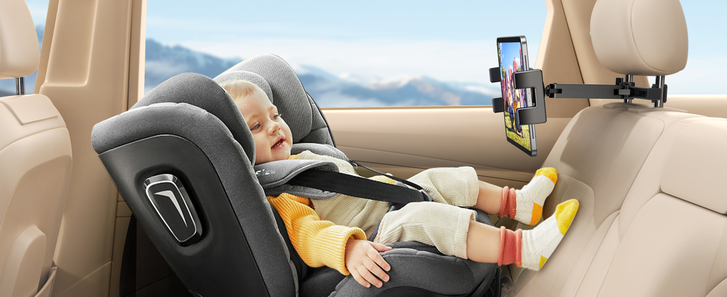 Тримач для планшета в авто, висувний кріплення, поворот на 360° - сумісний з iPad, iPhone, Galaxy Tab та іншими пристроями 4.7-12.9 дюймів