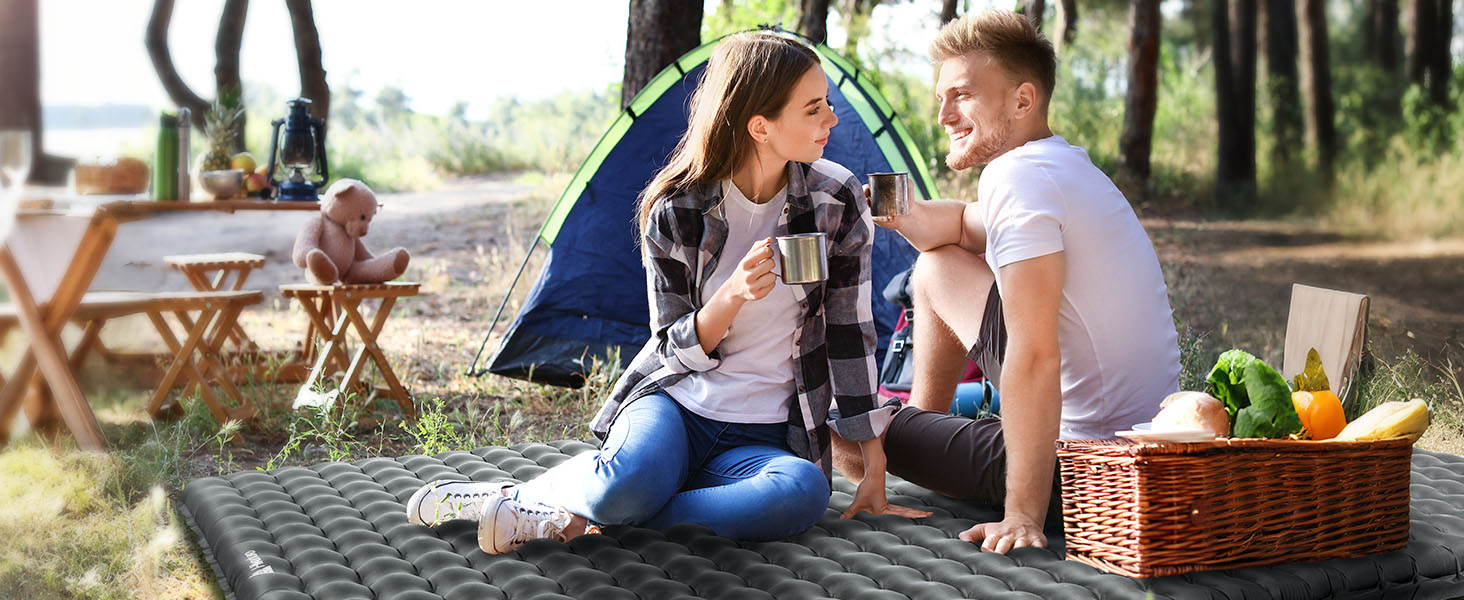 Каремат туристичний HIKENTURE 6.2 R-Wert для 2 осіб, 8 см, надувний, 140x200 см, для 4 сезонів, для кемпінгу, трекінгу, намету, пляжу