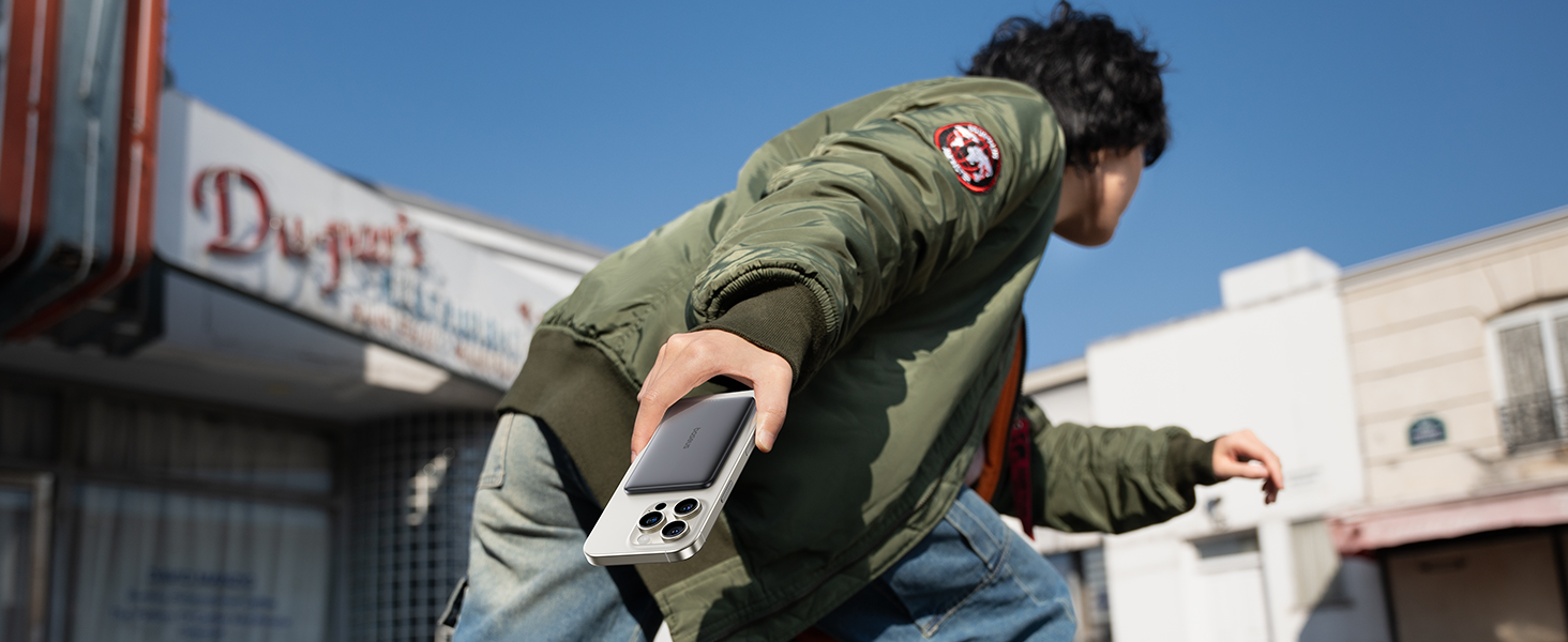 Power Bank Baseus Picogo AM41: Тонкий Magsafe Powerbank, PD 20W, 5000mAh, USB-C, для iPhone 17/16/15/14/13/12 (Чорний)