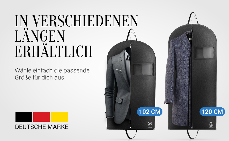 Набір 2 шт. мішки для одягу 120x60 см, мотоотанові - захисні мішки для одягу на блискавці для зберігання - чохли для одягу для XXL костюмів, пальто, курток - мішки для одягу, сумка для костюма, сумка для сорочок 120x60 см (без аксесуарів) 2 шт. - Чорний