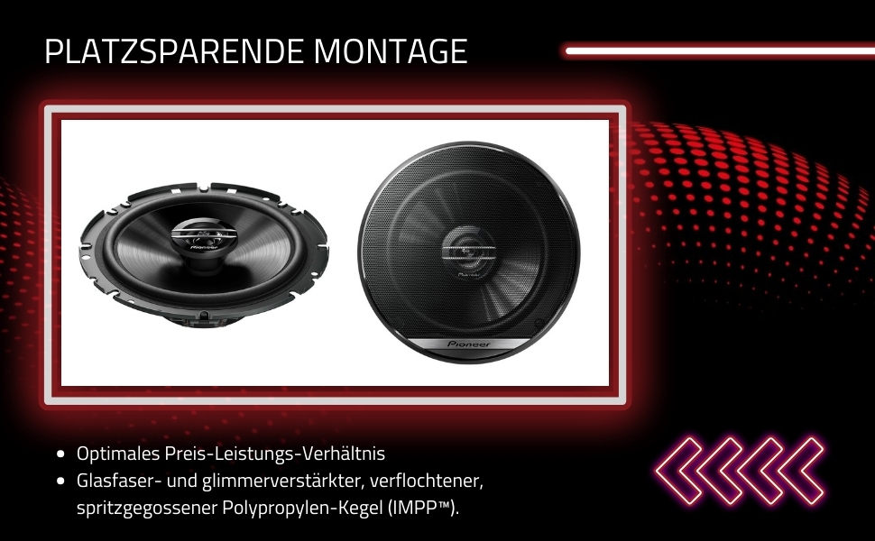 Автомобільні коаксіальні динаміки Pioneer TS-G1720F 17 см, 2-смугові, 300 Вт, 40 Вт RMS, з ґратами, потужний звук, високий ККД