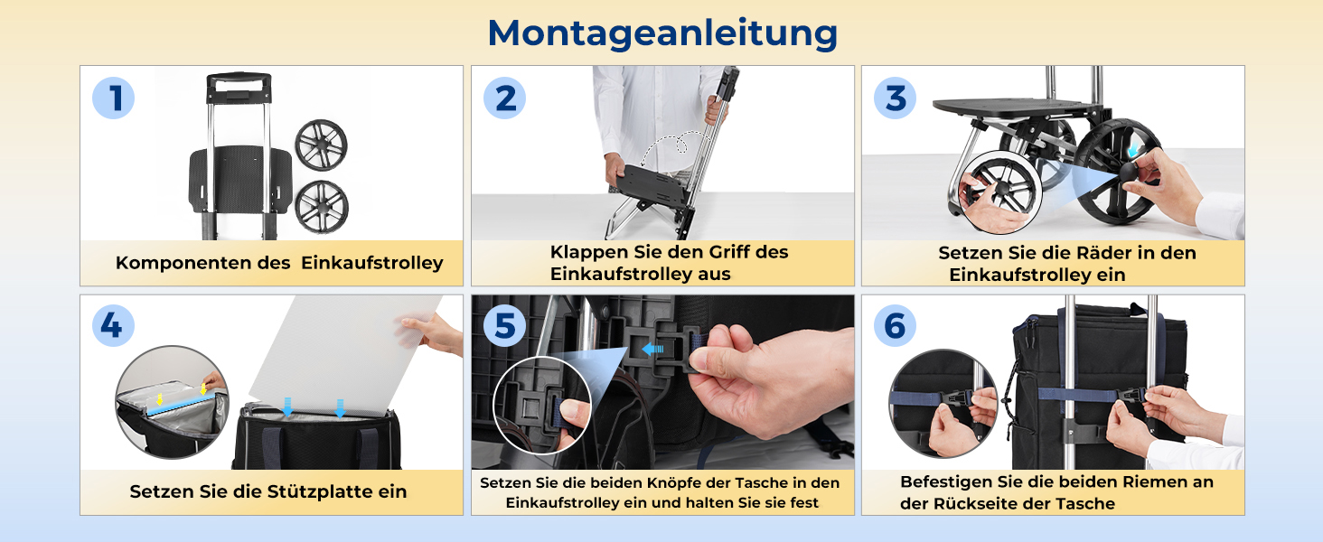 Тролей для покупок Ytonet: складаний, з відділенням для охолодження, 55 літрів, 68 кг, 3-в-1 (сумка-тележка, сумка для покупок), чорний