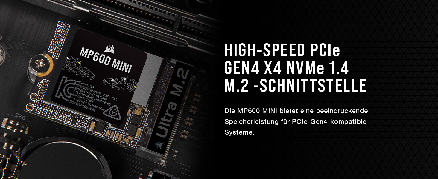 SSD Corsair MP600 MINI 2TB M.2 NVMe PCIe Gen4 – 7000 MB/s – для Steam Deck та Microsoft Surface