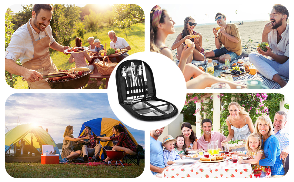 Набір посуду для кемпінгу Penobon на 2 особи, 10 шт. Нержавіюча сталь, для кемпінгу, пікніка, подорожей