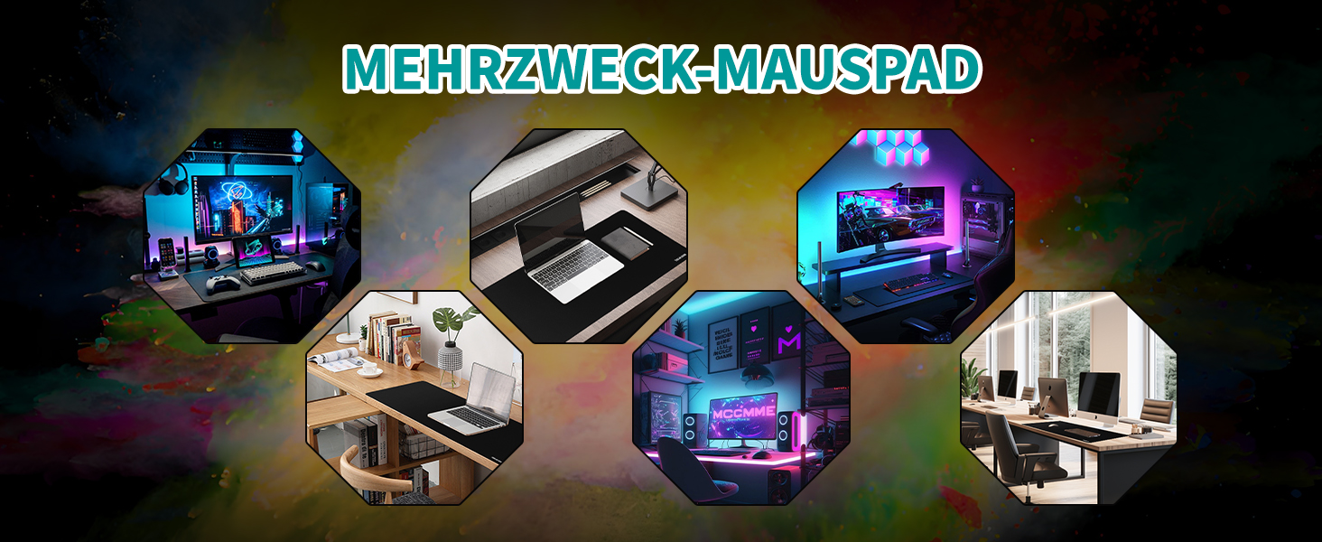 Килимок для миші геймерський XXL 900x400 мм, чорний, з гумовою основою - килимок для ігор та офісу, довговічний, з бортиком