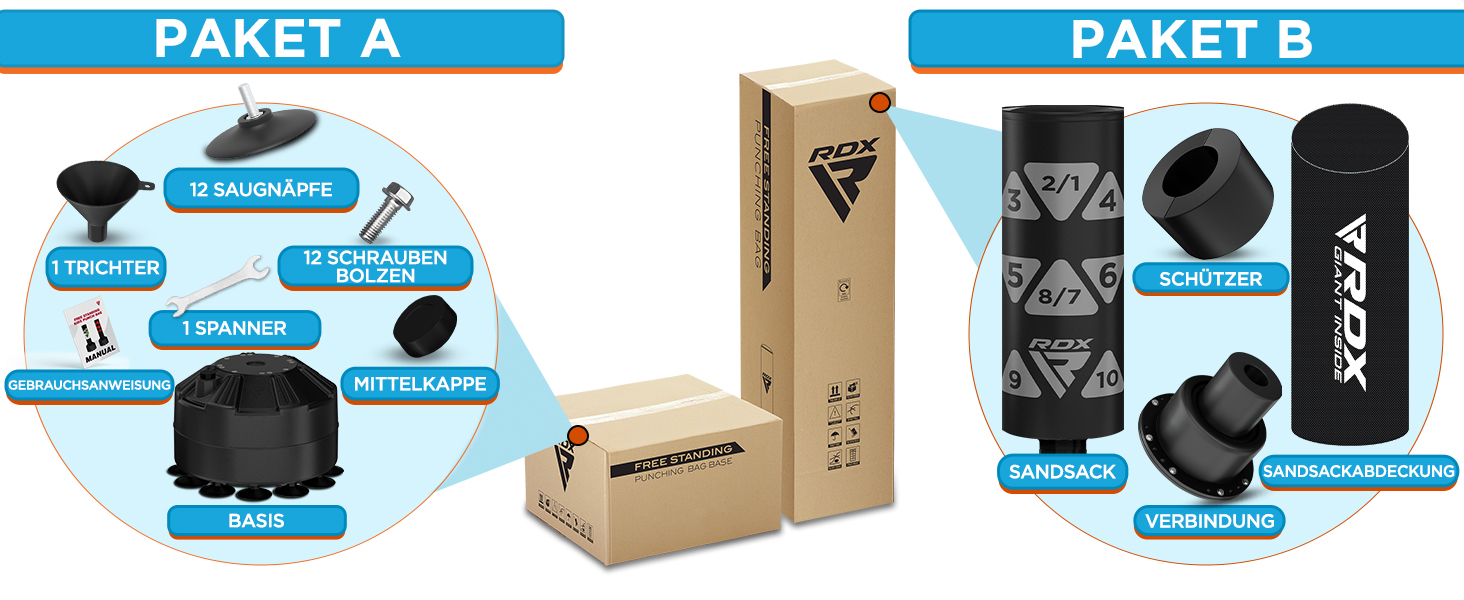 Дитячий боксерський мішок RDX 4 фути зі стійкою, рукавички для тренувань, MMA, кікбоксинг, бокс, бойові мистецтва, муай-тай, партнер для ударів, мішки для ударів, мішки-манекени, вакуумна основа (багатофункціональний) білий 4FT