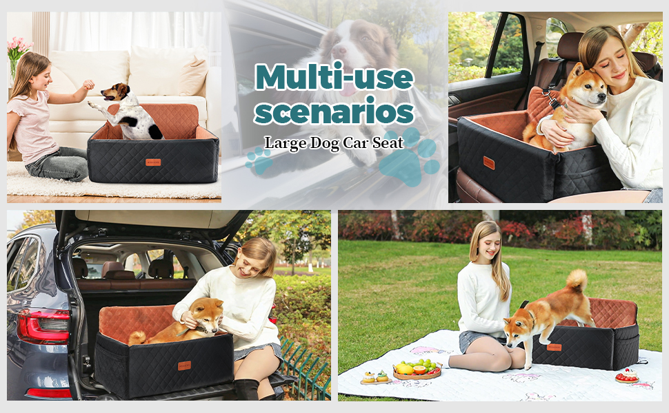 Автокрісло для собак середніх та великих порід, підйомник для собак, автоліжко для собак на заднє сидіння з 2 страхувальними ременями, чорно-коричневе