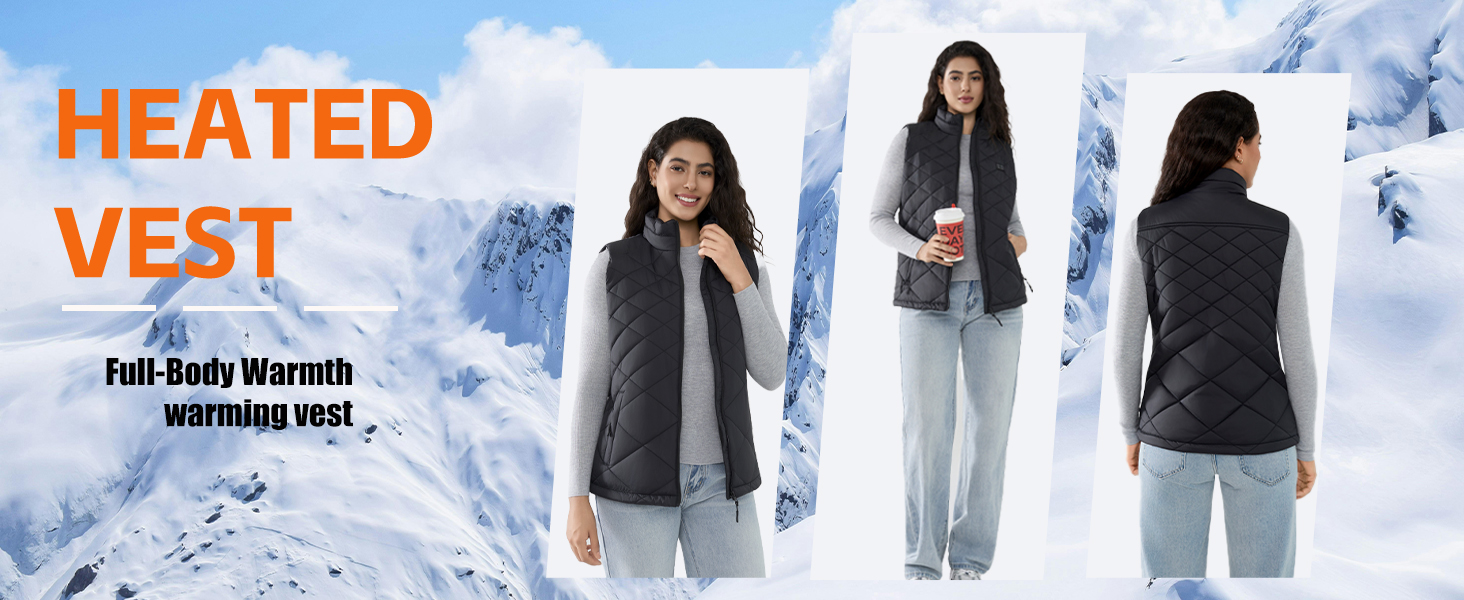Електрична гріюча жилетка для жінок, 18400mAh, 7.4V, тепла степна жилетка на зиму, чорна (M)