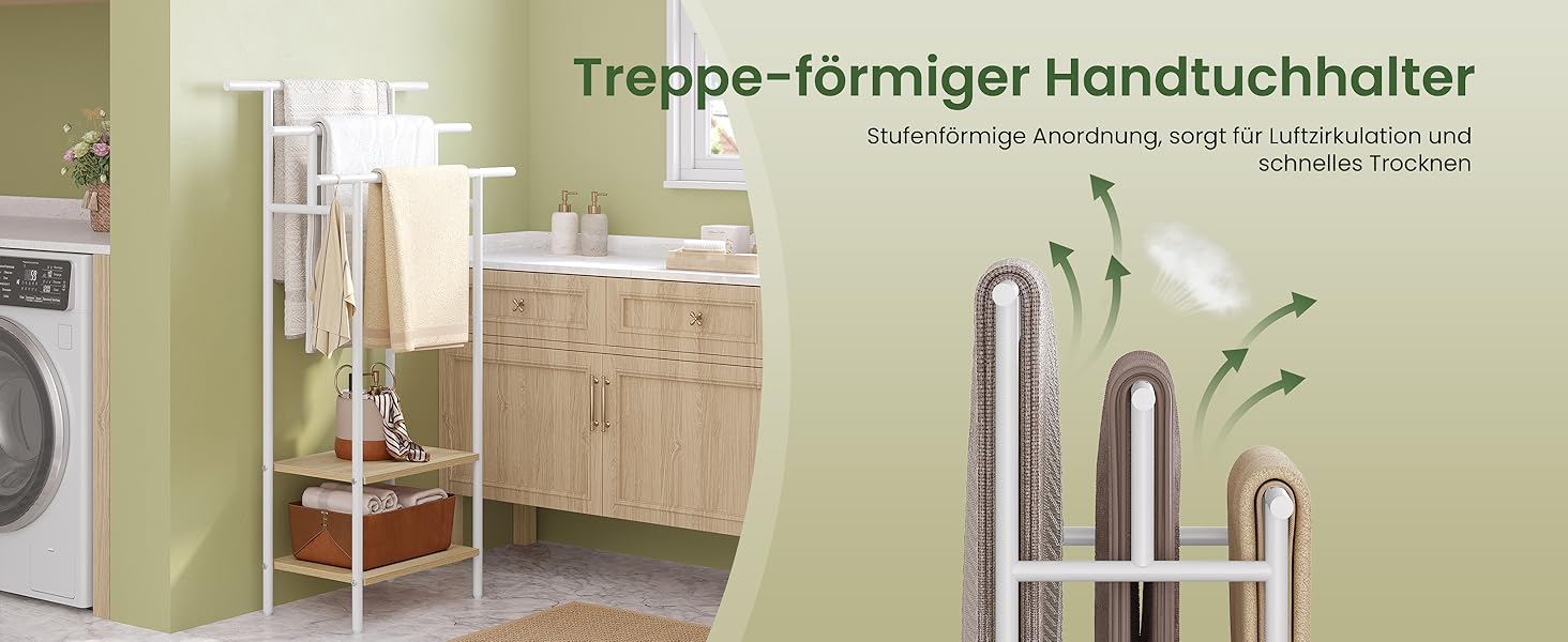 Підставка для рушників EUGAD з 3 полицями, з металу та ДСП, для ванної кімнати