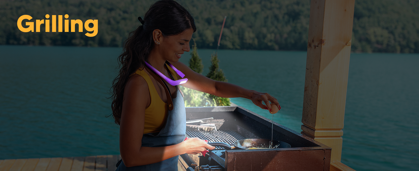 LED лампа на шию для читання Buch - 3 кольори, фіолетова. Лампа для читання в ліжку, в'язання, рукоділля. Подарунок для чоловіків.