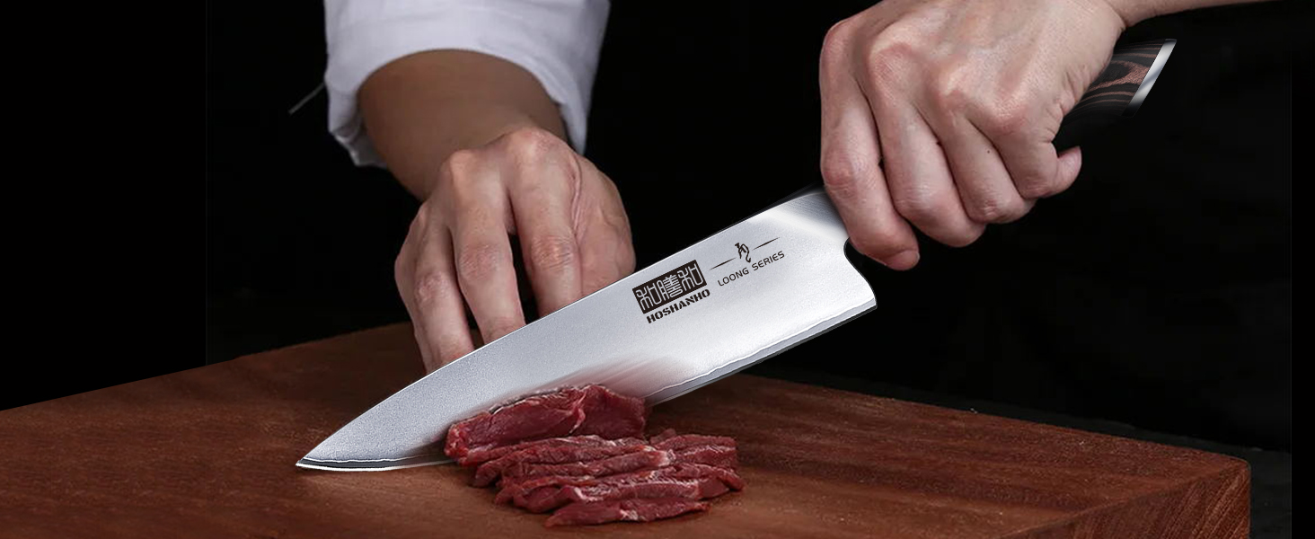 Набір кухонних ножів HOSHANHO 6 шт. з магнітним тримачем, професійний з вуглецевої сталі, ергономічні ручки