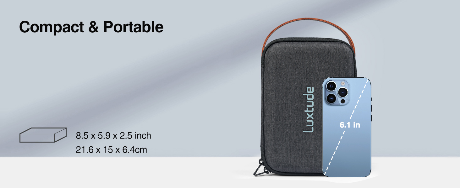 Органайзер для кабелів Luxtude: кейс для подорожей, захист для електроніки, компактна сумка для кабелів, зарядних пристроїв, повербанків та жорстких дисків (чорний)