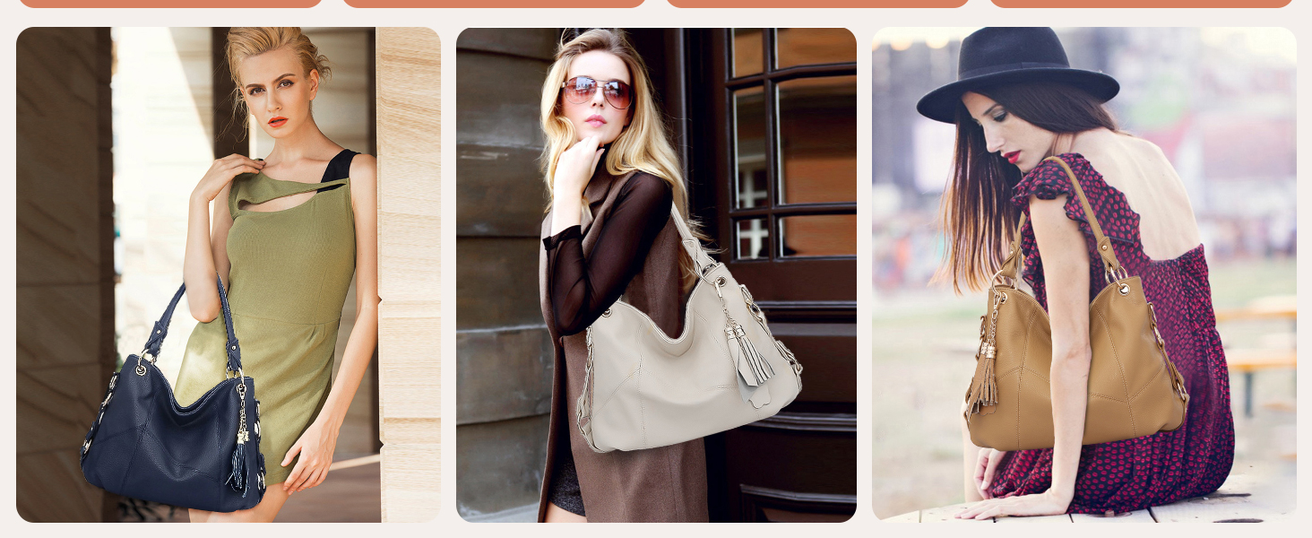 Сумка жіноча Nicole & Doris великої місткості, шкіряна сумка-шопер, хакі. Дизайнерська сумка через плече з китицею