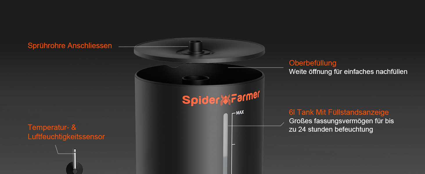 Увлажнитель воздуха Spider Farmer 6L для растений в гроубоксе, 450 мл/год, двойная форсунка, для выращивания растений в помещении