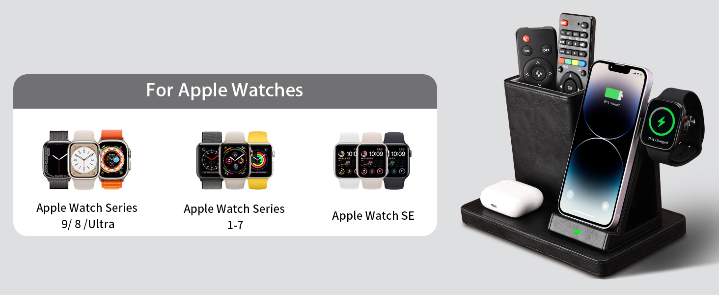 KINGFOM 3-в-1 Індукційна Зарядна Станція: для iPhone, iWatch, AirPods - Чорний