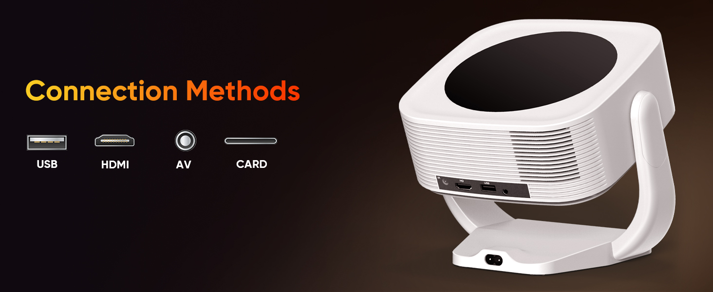 Портативний проєктор 4K Native 1080P з Wi-Fi, Bluetooth та автоматичною корекцією трапецеїдальних спотворень. Підходить для домашнього кінотеатру та використання на відкритому повітрі. Сумісний з ноутбуком, смартфоном та мишкою.