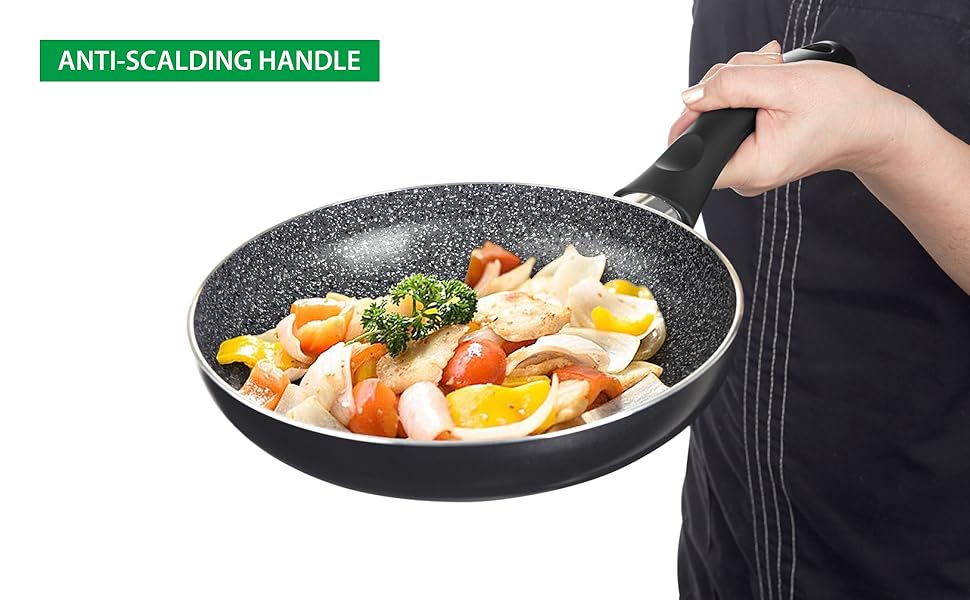 Сковорода антипригарна GadHome Classic 20 см, чорна | Для індукційних плит | Алюмінієва сковорода з ергономічною ручкою | Без PFOA для здорового приготування | Можна мити в посудомийній машині