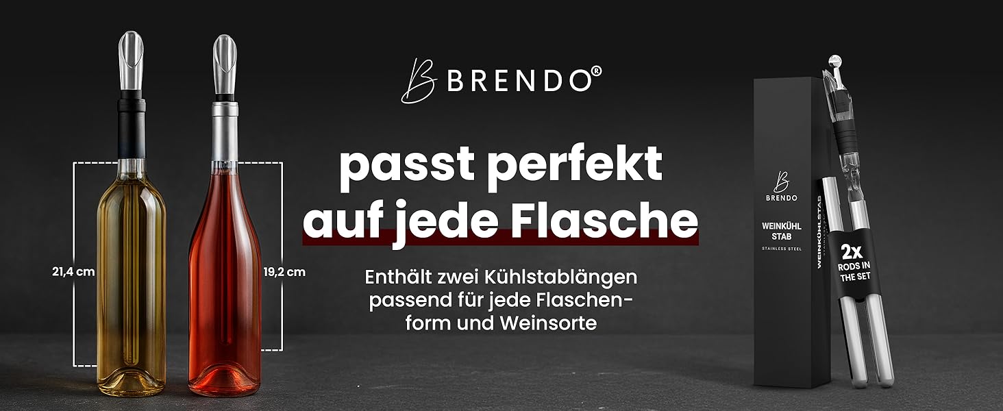Охолоджувач для пляшок та шампанського Brendo Weinkühler з нержавіючої сталі (набір 2 шт.) | Охолоджувач для вина, шампанського, білого вина | Подарунковий набір для чоловіків та жінок